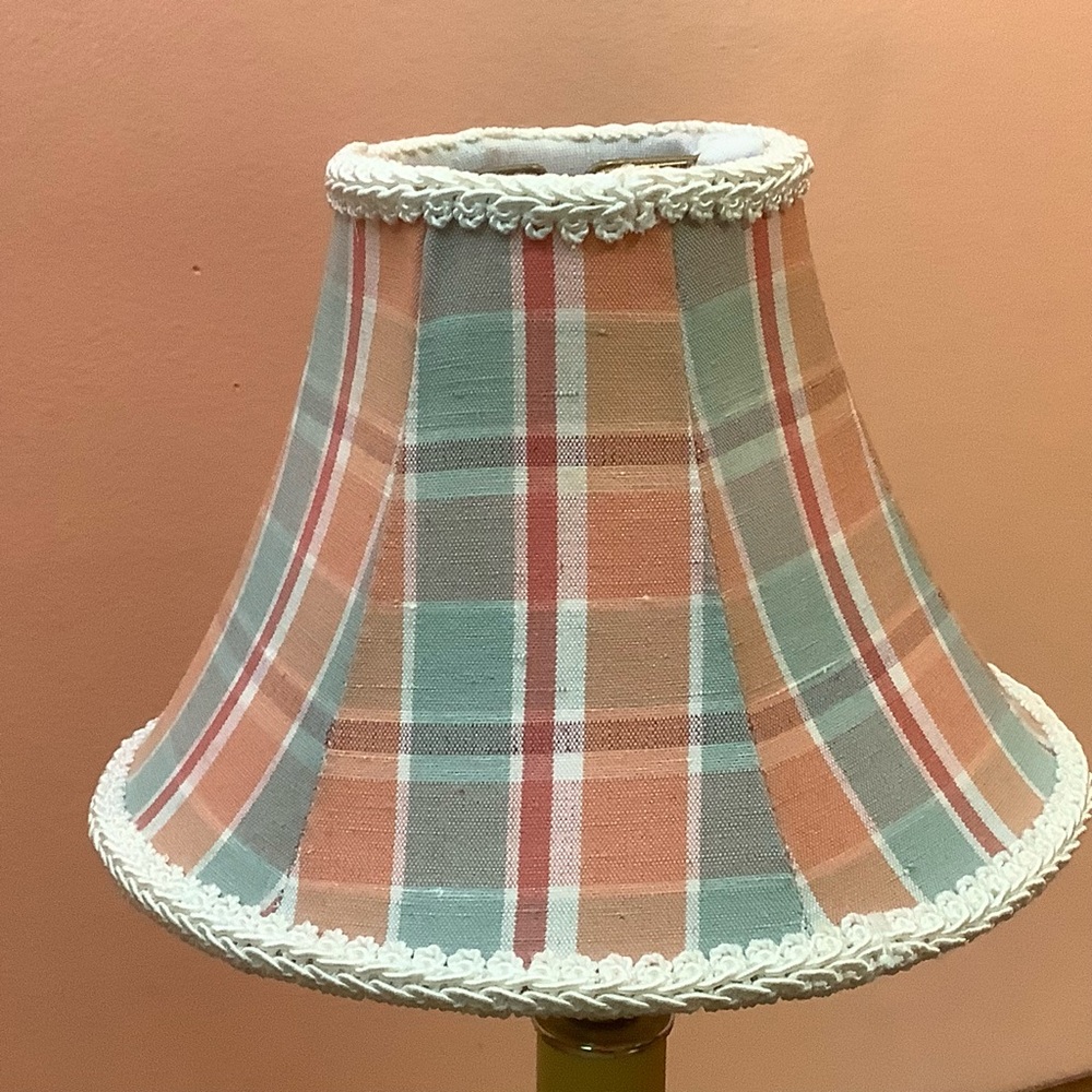 Vintage Clip-On Small Lampshade Fabric Plaid 4.75 High X 7 Bottom X 3 Top
